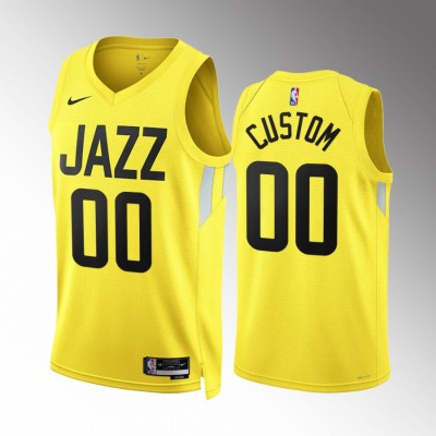 Utah Jazz Custom Men's Yellow Nike NBA 2022 23 Icon Edition Jersey